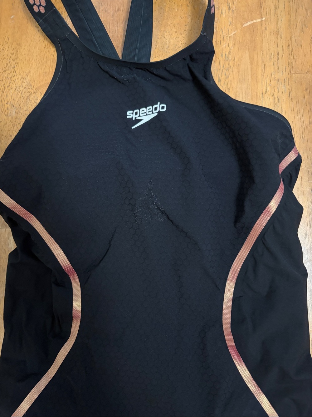 Speedo Tech suit/ Racing Suit with Metallic Pink Accent - Picture 2 of 5